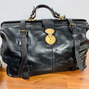 retro vintage classic / Black Leather Bag